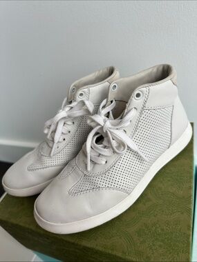 COLE HAAN Women's White Perforated High-Top Sneakers